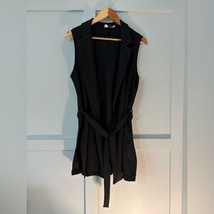 Black Sleeveless Vest with Belt